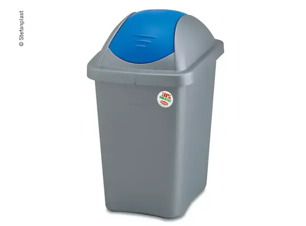 Avfallsbøtte med lokk 30 liter grå/blå 