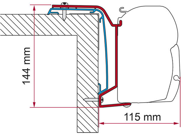 Fiamma adapterskinne 500 cm Til Rapido serie 6 
