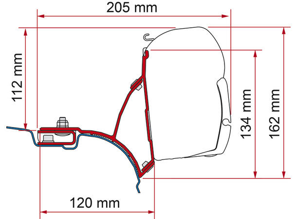 Fiamma adapter til VW T5/T6 Sort Til Fiamma F45 