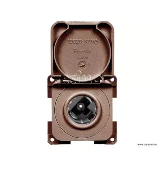 Innebygd stikkontakt 12V med lokk, brun