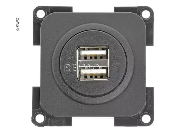USB-dobbel-ladekontakt skifergrå | Caravan.no