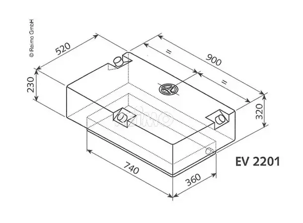 Universal vanntank 124 l EV2201 900 mm lang 