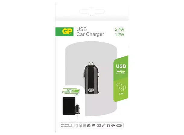 12V plugg GP USB Car Charger m/1 USB 2,4A 