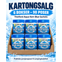 Pakkepris Aqua Kem 6 stk Pakke til 90 toalettømminger. Sesongpakk