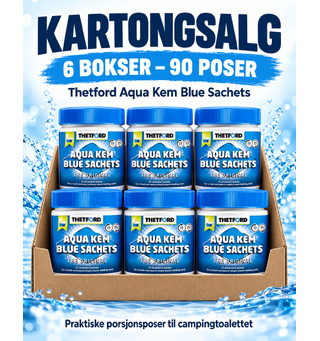 Pakkepris Aqua Kem 6 stk Pakke til 90 toalettømminger. Sesongpakk