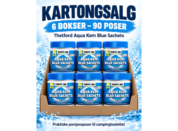 Pakkepris Aqua Kem 6 stk Pakke til 90 toalettømminger. Sesongpakk 