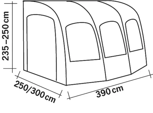 Reimo oppblåsbart fortelt Tavira Air 390 H: 235-250 cm 