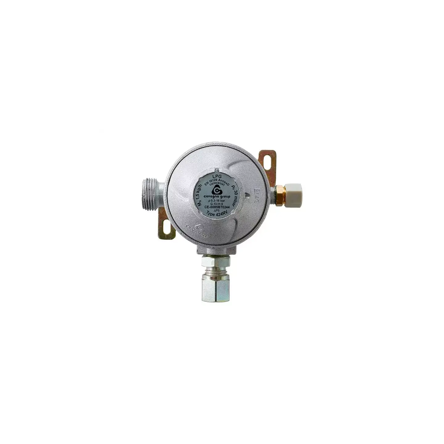 Gassregulator 8 mm veggmontering med testpoint