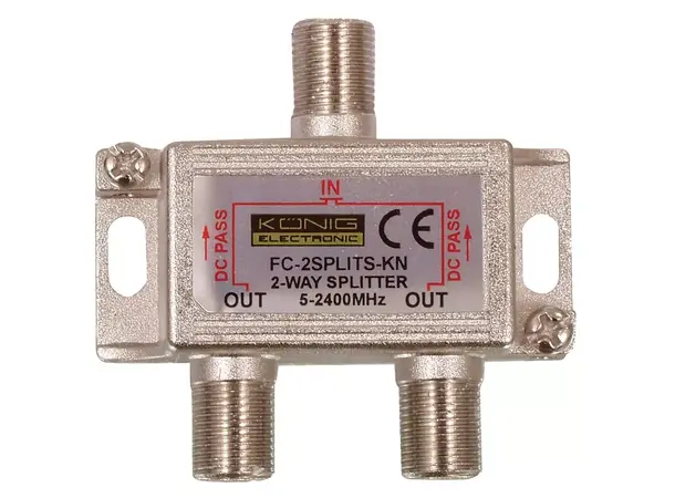 Split 2-way til f-connector m/DC-pass 