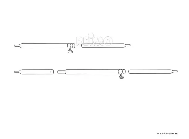 Teltstang med krok Ø22/19 mm i stål 120-205 cm 