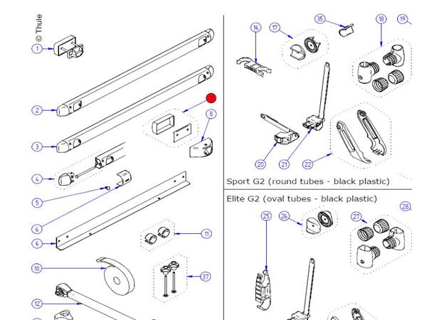 Thule reservedel innside nedre feste 2 stk 