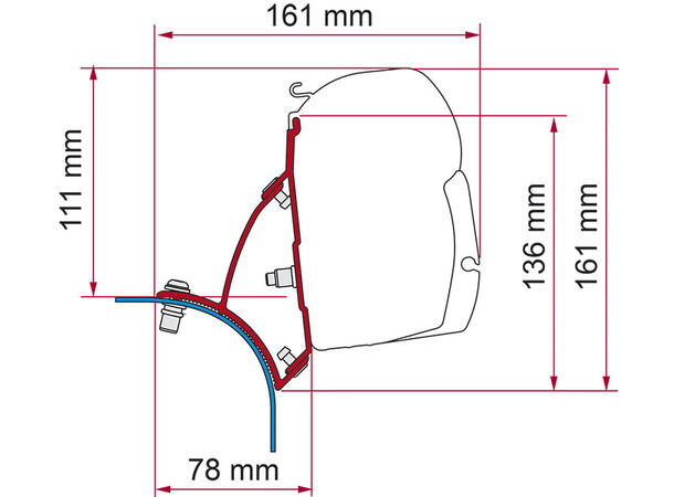 Fiamma adapter til VW T5/T6 med hevetak Til Fiamma F45 