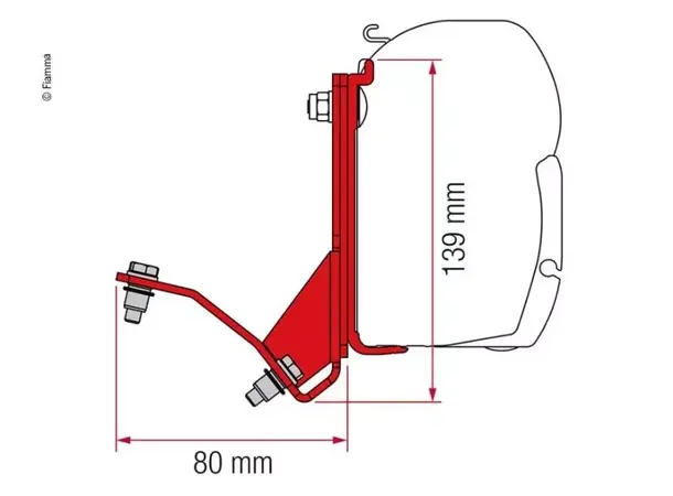 Fiamma markiseadapter for F45 Ducato fra 2007 med takrail 