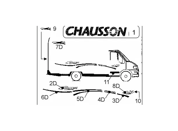 Klistremerke dør Chausson 964 216616E 