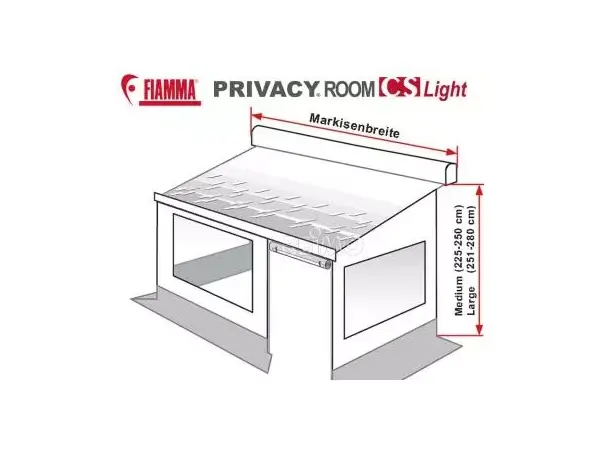 Privacy Room CS Light grå med fast clip For Caravanstore 280 