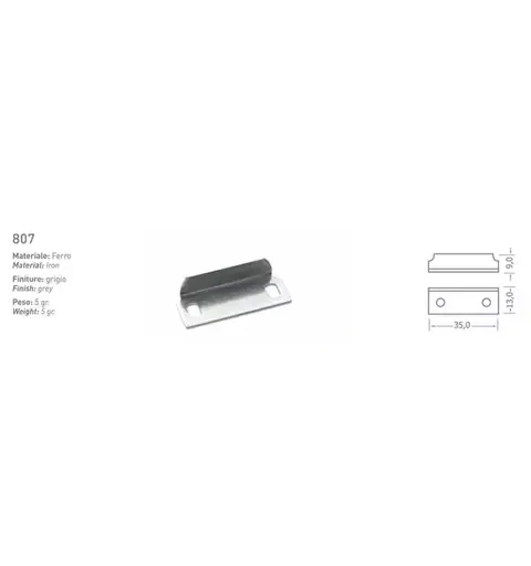 Sluttstykke i metall 35x13x9 mm
