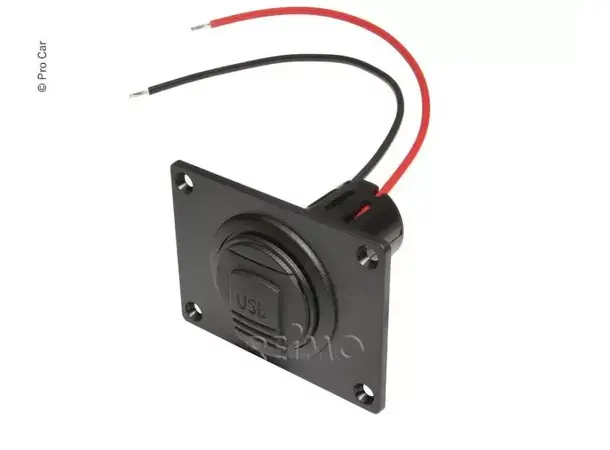 USB-kontakt 12-24 /5V Med USB, monteringsplate og lukedeksel 