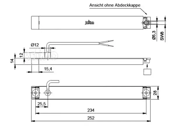 Jokon LED bremselys 9-32V 2W rød 252x28x14 mm 