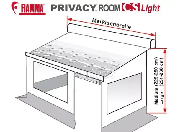 Privacy Room CS Light grå med fast clip For Caravanstore 440 