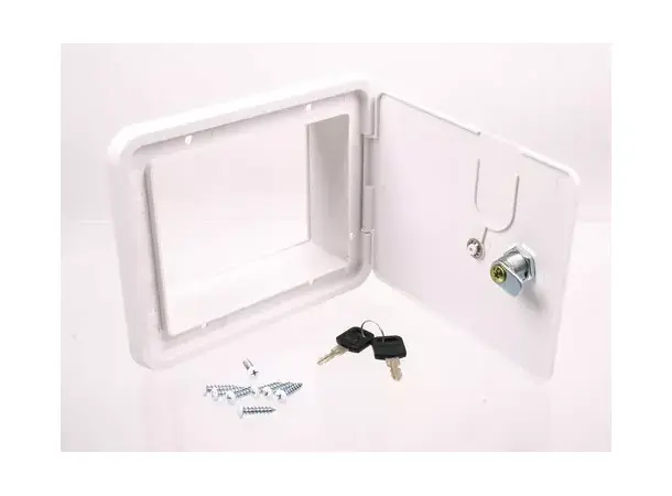 Serviceluke med lås, 151x166 mm, hvit | Caravan.no