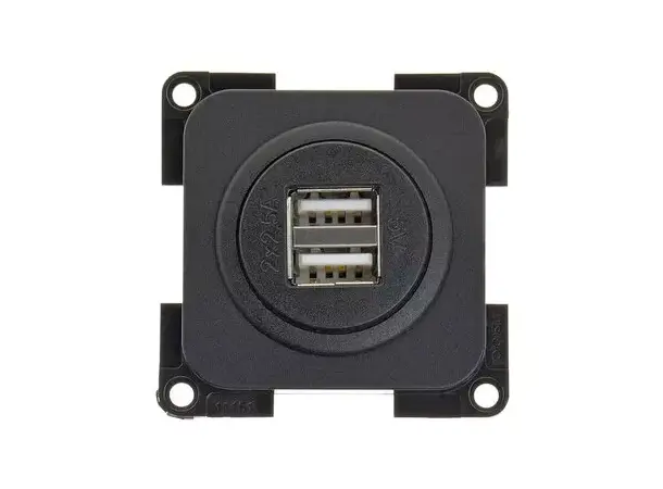 USB dobbel ladekontakt svart | Caravan.no