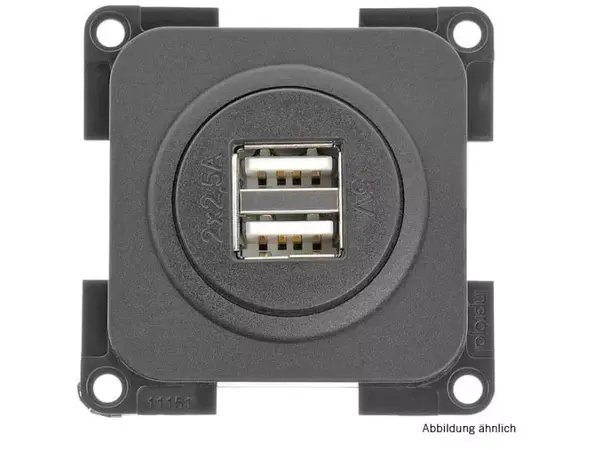 USB dobbel ladekontakt svart | Caravan.no