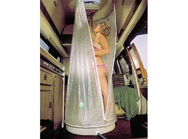 Reisedusj rund med dusjforheng Ø70 cm | Caravan.no