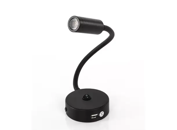 Svanehalslampe med bryter og USB 