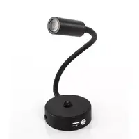 Svanehalslampe med bryter og USB 