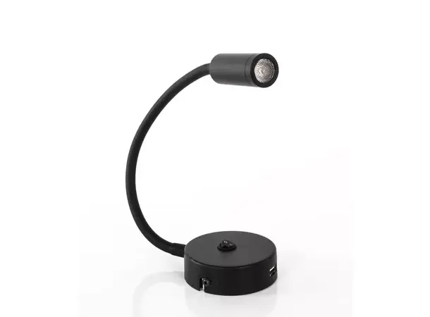 Svanehalslampe med bryter og USB 