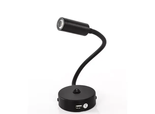 Svanehalslampe med bryter og USB 