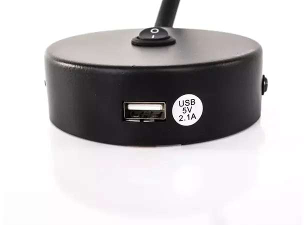 Svanehalslampe med bryter og USB 