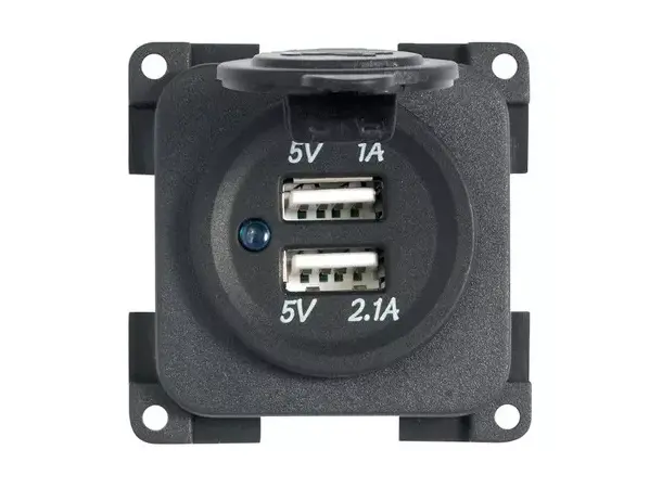 USB dobbel-ladekontakt 5V/1A + 2,1A | Caravan.no