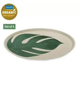 Koziol tallerken Monstera Leaf Ø25,5 cm Sett på 4 stk