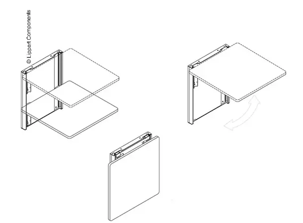 Sammenleggbart vegghengt bord til Van 60x46 cm 