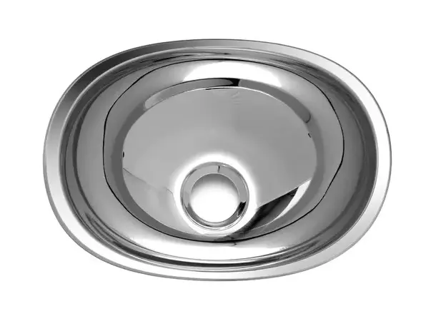 Servant oval i rustfritt stål – 432x305x130 mm | Caravan.no