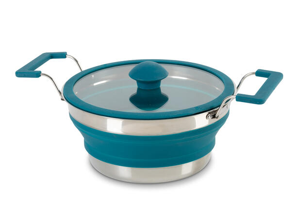 Sammenleggbar silikongryte , petrol Ø20xH6/10cm 