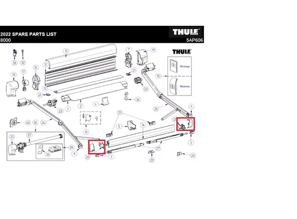 Thule L h + r h endestykke lead rail 1500601254 