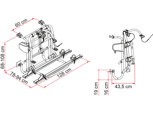 Fiamma CarryBike Lift 77 sykkelstativ fo Manuelt senkbart sykkelstativ 20045 