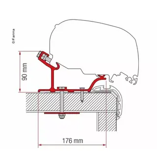 Fiamma adapter for Carthago Malibu 450cm F65L og F80S