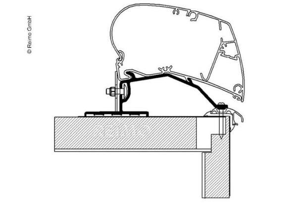 Thule Omnistor Markise Takmonteringsadap Adapter for campingvogner fra Dethleffs 