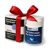 Gavepakke – FMT toalettkjem+papir Toalettkjemi og tre toalettpapir.