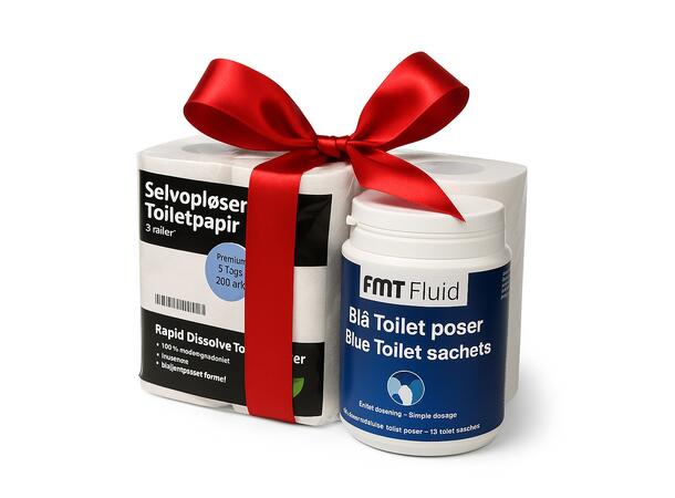 Julegavepakke – FMT toalettkjem+papir Toalettkjemi og tre toalettpapir. 