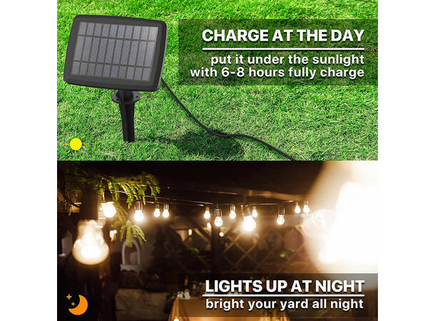 Lyslenke solcelle, 10 LED, oppladbar 