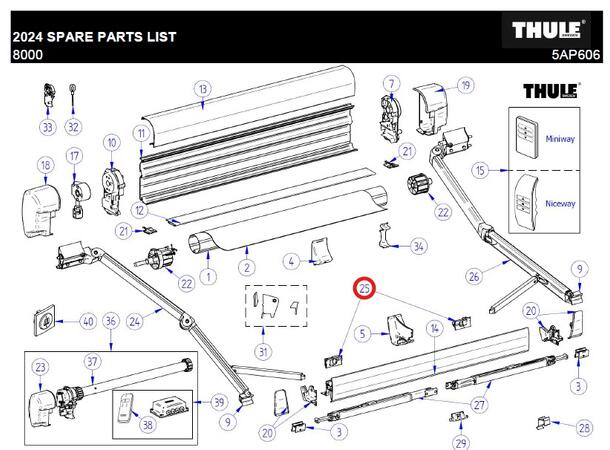 LH+RH gliding pieces tension arms 
