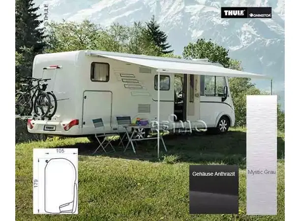 Thule veggmarkise 8000 500 cm Mystic Grey / Antrasitt 