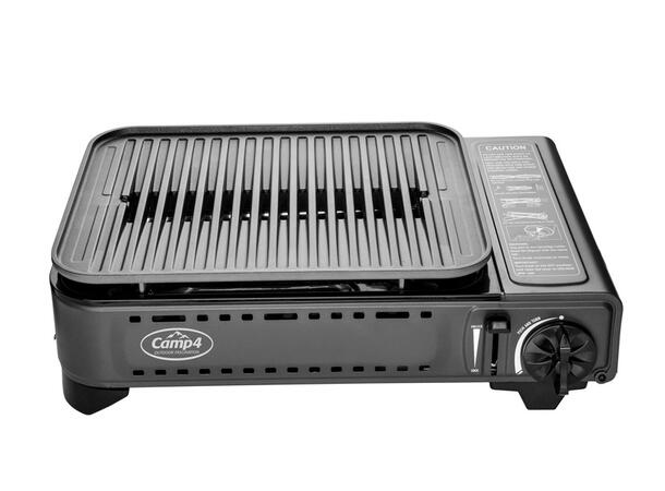 Gasspatron-komfyr med tennsikring Gourme Grillplate med non-stick belegg og avtak 