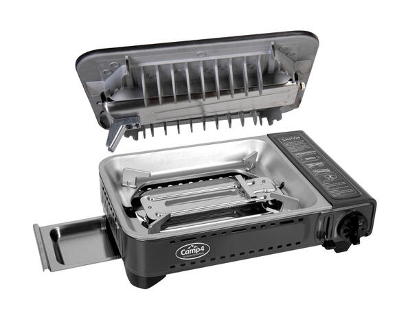 Gasspatron-komfyr med tennsikring Gourme Grillplate med non-stick belegg og avtak 