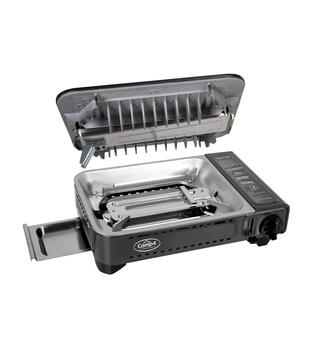 Gasspatron-komfyr med tennsikring Gourme Grillplate med non-stick belegg og avtak