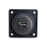 USB dobbelt ladekontakt 12 V USB-A og USB-C QC - PD